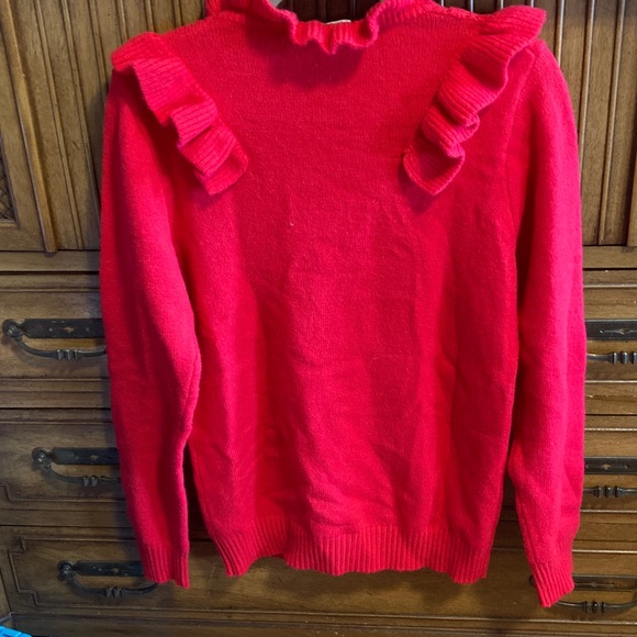 First Love Ruffled Red Sweater - Picture 4 of 5